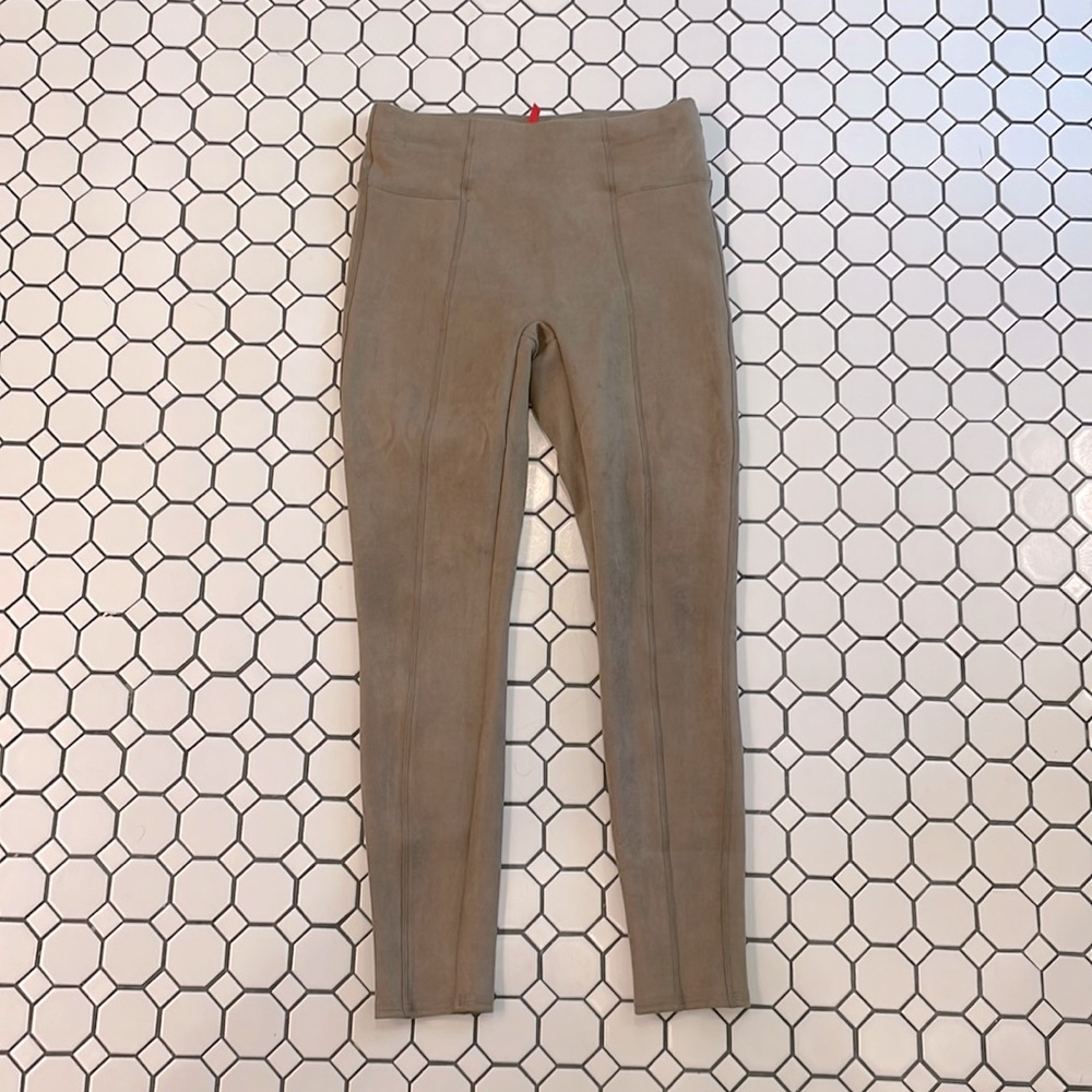 SPANX Faux Suede Camel Leggings Size M